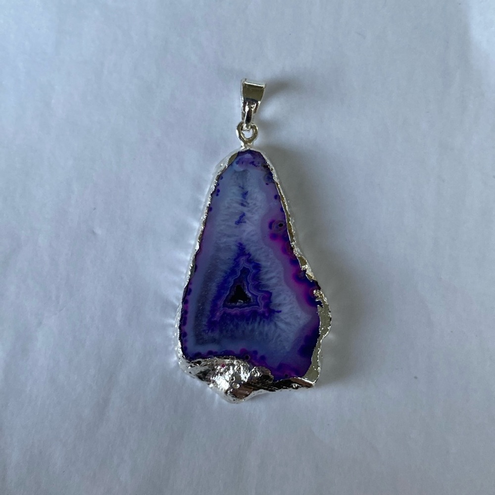 Silver with purple crystal pendant